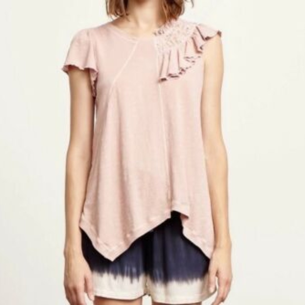 Anthropologie Amadi Ruffle Sleeve Top